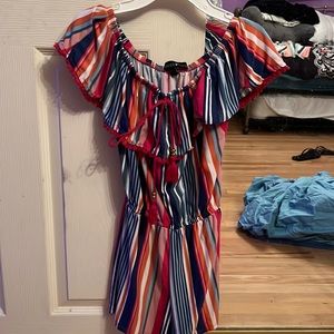 Derek heart bright striped off the shoulder romper